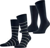 Esprit Modern Stripe 2-Pack Sokken Heren Blauw - Maat 43-46
