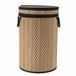 Tendance Wasmand met deksel bamboe - naturel/zwart - rond - katoen/bamboe - 67 liter - 35 x 35 x 55 cm
