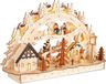 BRUBAKER 3D-lichtboog, led-lichtboog, dorp in besneeuwd winterlandschap, kerstverlichting van natuurlijk hout, 27 x 45 x 12 cm, handbeschilderde kerstdecoratie voor tafel en vensterbank