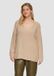 s.Oliver Gebreide trui met V-hals in een relaxed fit - Beige - Katoen - Maat 48