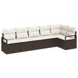 vidaXL Tuinbank Set 6 st Bruin en wit poly rattan