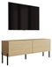 3xE living meuble TV 140 cm, chêne huilé, pieds noirs droits, 2 portes