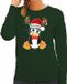 Bellatio Decorations Foute Kersttrui/sweater voor dames - Merry Christmas - groen - kerst pinguin XL