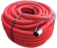 Frankische kabuflex wachtbuis met trekdraad en koppelstuk 40mm - rood rol 50 meter (19132040)