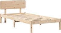 vidaXL Bedframe met hoofdeinde, Naturel, 80 x 200 cm, Massief grenenhout