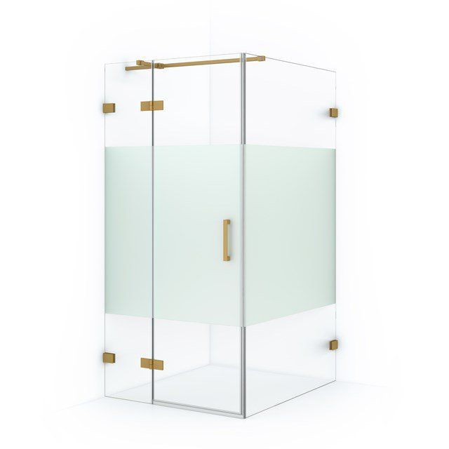 Maxaro Douchecabine Diamond 110x100cm 8mm Helder Veiligheidsglas met Matte Strook Goud