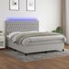 vidaXL Boxspringbed met matras en LED-verlichting, lichtgrijs, 180x200 cm, gestoffeerd