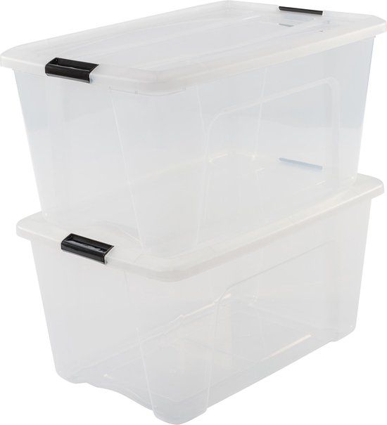 IRIS OHYAMA Topbox Opbergbox - 45L - 2 stuks - Transparant/Zwart