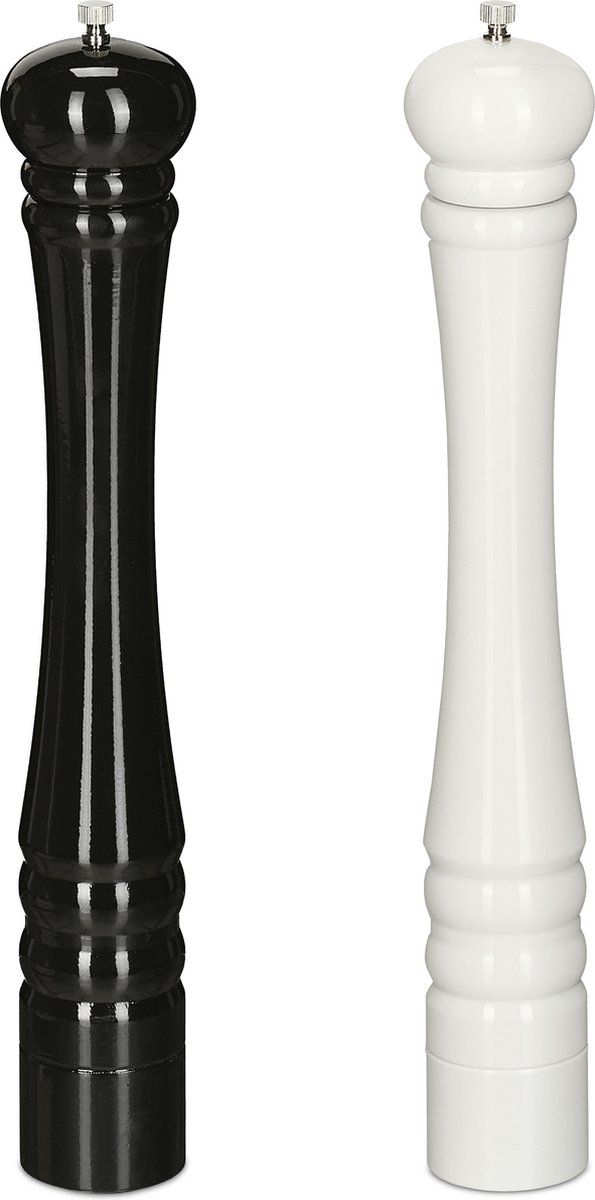 Relaxdays peper- en zoutmolen 2 stuks - keramisch maalwerk - kruidenmolen set van hout
