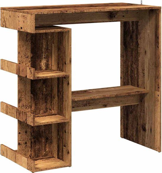 vidaXL Bartafel met opbergrek 100x48x101,5 cm oud houtkleurig