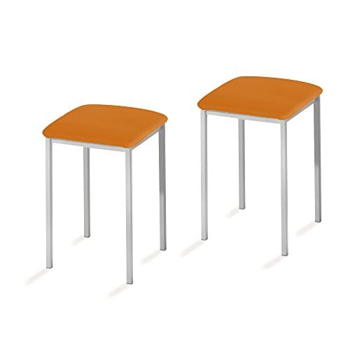 ASTIMESA TACUBL Keukenkrukken - Vierkant - Kunstleer - Oranje - 45 cm (Set van 2)