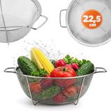 KADAX Keukenzeef van roestvrij staal, pastazeef met praktische handgrepen, robuuste vergiet met onderzetter, microgeperforeerde zeef (diameter 22,5 cm)