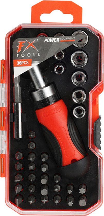 Ratelschroevendraaier set met bits en doppen - 36 delig!