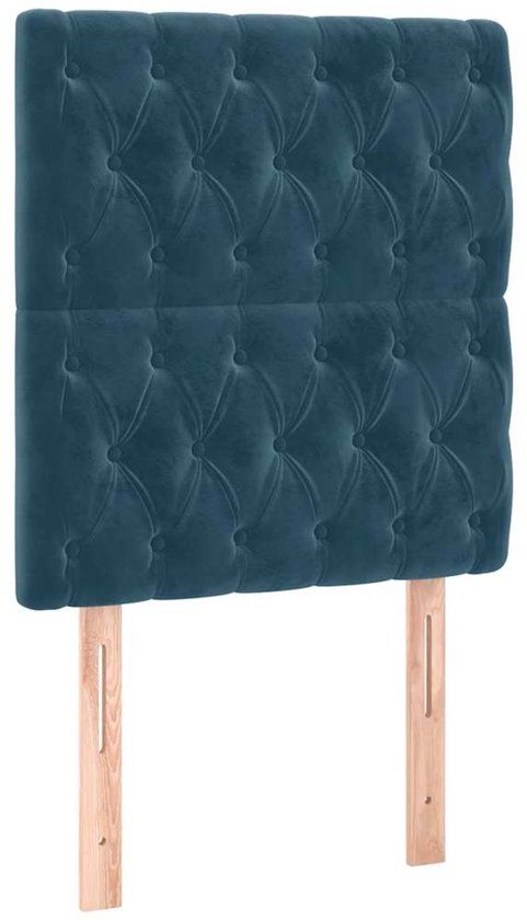 vidaXL Hoofdeind & Voeteind Donkerblauw Polyester/Hout 800 mm x 70 mm x 1180 mm - 1280 mm