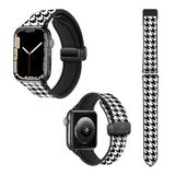 Horlogebandje Apple Watch Band 22mm (38/40/41/42/44/45mm) Silicone and Genuine Leather: Houndstooth