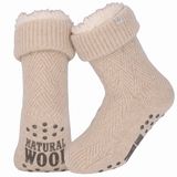 Apollo Chaussettes d'intérieur Femme et Homme - Laine - Beige