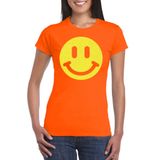Bellatio Decorations Verkleed shirt dames - Smile / Emoticon - oranje - carnaval/foute party - feestkleding L