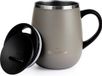 GRANDTIES Geïsoleerde koffiemok met handvat - schuifdeksel voor spatwaterdicht 16 oz wijnglas vorm thermische beker met dubbelwandige vacuüm roestvrij staal om dranken warm of koud
