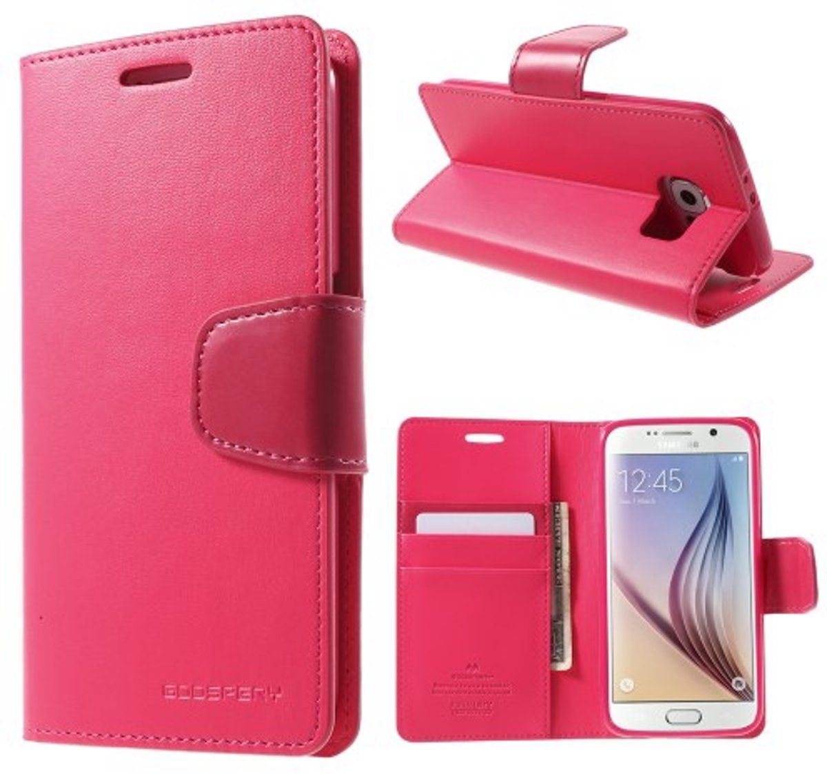 Goospery Sonata Leather hoes Samsung Galaxy S6 donker roze