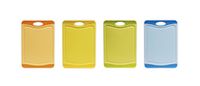 Excelsa Security snijplank antibacterieel kunststof, oranje/geel/groen/blauw, 20 x 14 x 1 cm