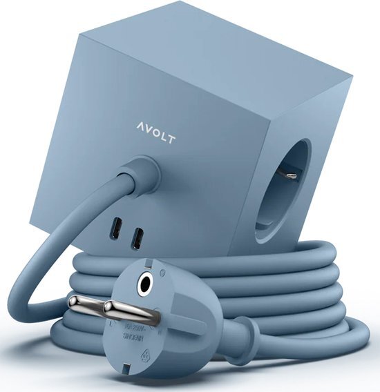 Avolt Square 1 stekkerdoos USB-C shark blue