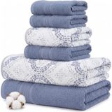 Modern Threads Capri 6-delige omkeerbare garengeverfde jacquard handdoekenset