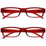 Leesbril OPULIZE The Society Leesbril Rood Lichtgewicht Comfortabel Waardevolle Spelers Set van 2 Mannen Vrouwen RR32-Z +2,00