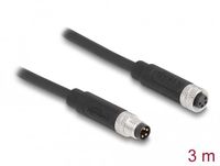 Delock M8 4 pin Cable A-coded male to female PUR (TPU) 3 m