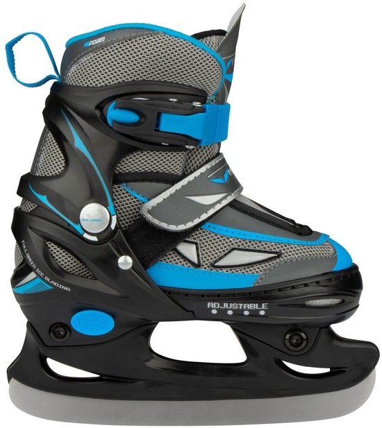 Nijdam Galgary IJshockeyschaatsen Junior (verstelbaar) - Maat 34-37 - Unisex - Zwart/Wit/Blauw
