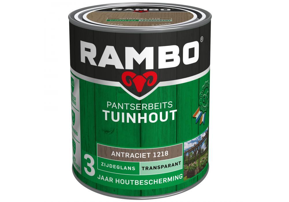 Rambo Tuinhout pantserbeits zijdeglans transparant antraciet 1216 750 ml