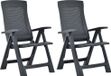 Chaise pliante réglable, lot de 2, plastique anthracite