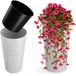 Merkloos KADAX Bloempot met houtspaanders, elegante bloempot met uitneembare inzet, bloempotbescherming voor kantoor, bloembak, pot, tuinschaal (diameter 19 cm, wit)