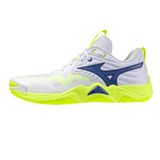 Mizuno Wave Momentum Elite Indoor Schoenen Volleybal Unisex Wit/Lichtgeel/Dazzling Blauw Maat 38.5
