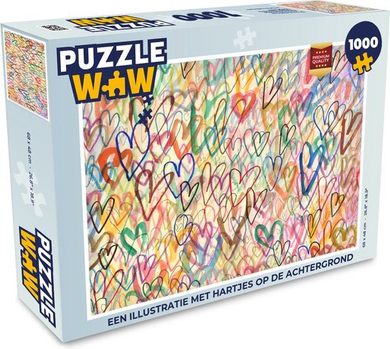 MuchoWow Puzzel Een illustratie met hartjes - Legpuzzel - Puzzel 1000 stukjes volwassenen