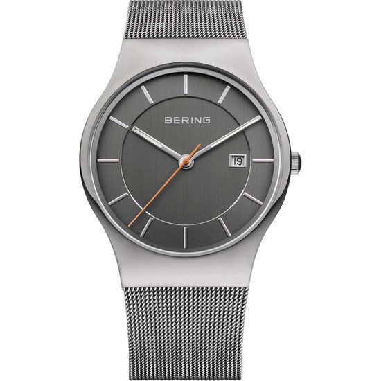 BERING 11938-007 Men's Watch - 38 mm - Grey Dial - Stainless Steel - Sapphire Crystal
