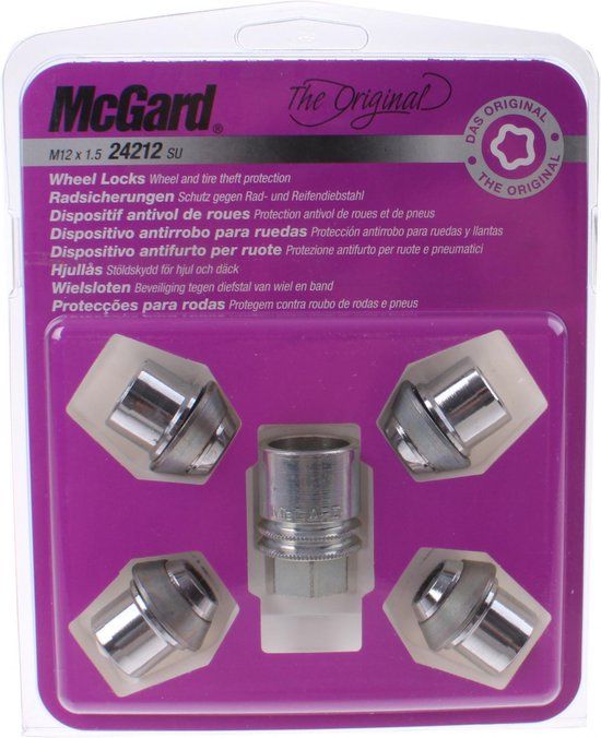 McGard Slotmoerenset M12x1.50 - Konisch - Lengte 32.5mm (19mm kop)