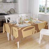 Bonamaison Tafelkleed, Anti-Mold, Sneldrogend, Waterdicht, 100% Polyester Tafellaken, Bruine tinten, 140 x 160 Cm