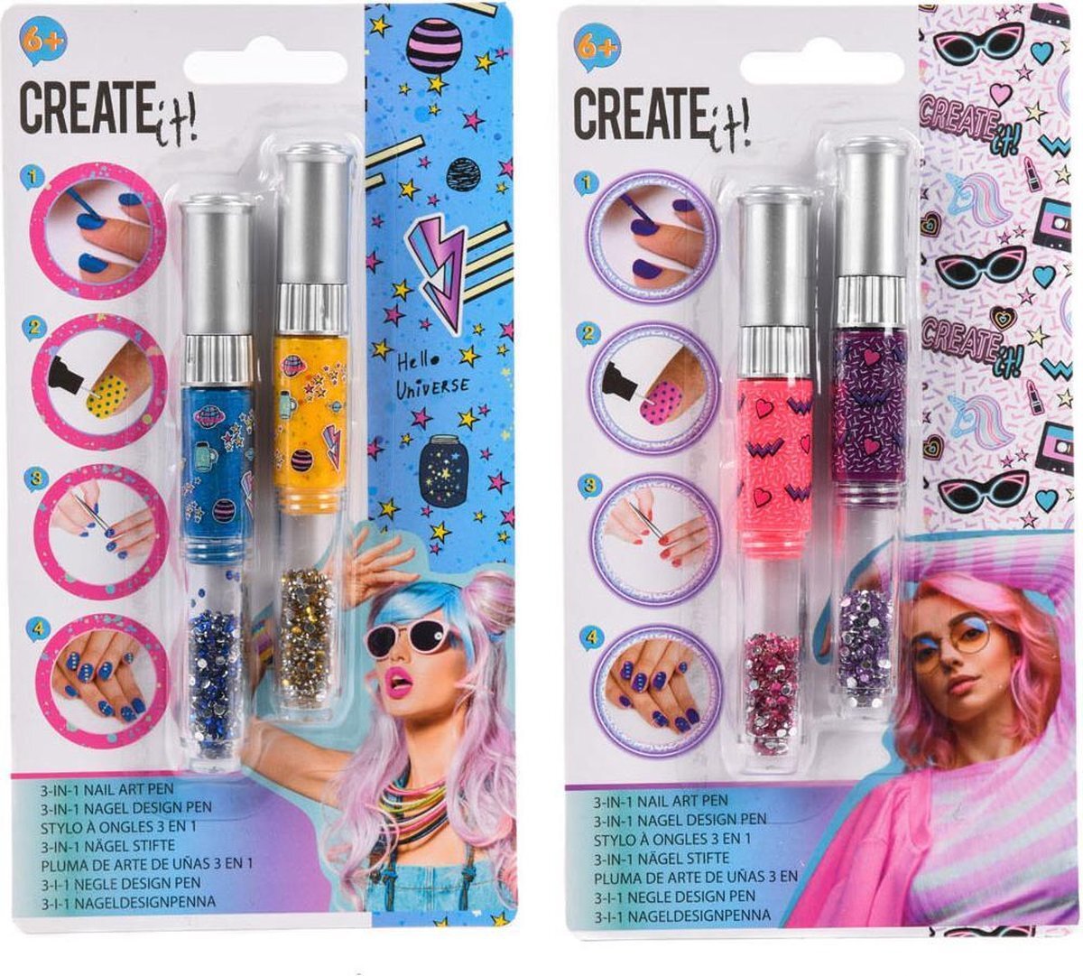 Create it! Nagellak 3in1 Pennen, 2st - Galaxy & Neon