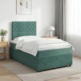 vidaXL Boxspringbed met matras Donkergroen 120 x 190 cm Fluweel