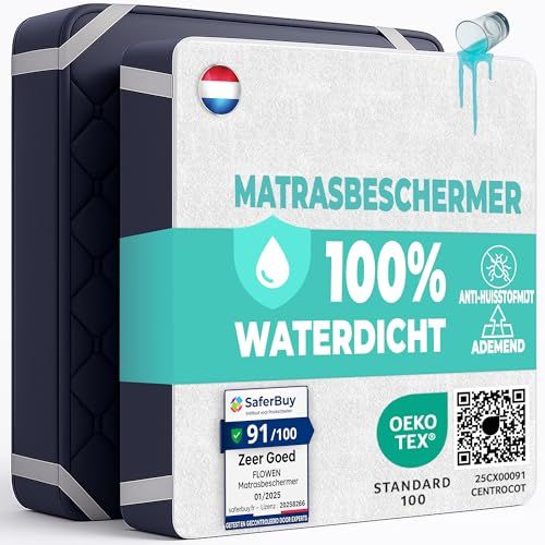 Flowen Matrasbeschermer 160x200 cm Waterdichte Katoenen Matrashoes