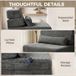 Fauteuil de sol pliant 4 positions avec dossier, revêtement en velours côtelé gris foncé, matelas intégré 70 x 200 cm