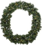 Decoris Couronne de Noël/couronne de sapin - vert - éclairage blanc chaud - minuterie - D50 cm