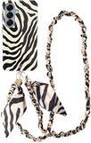 AVY Samsung Galaxy S26 Plus MagSafe Hoesje met Koord (120CM) Serengeti Zebra