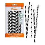 Biologisch Decora Biologisch afbreekbare rietjes Black & White 80 stuks