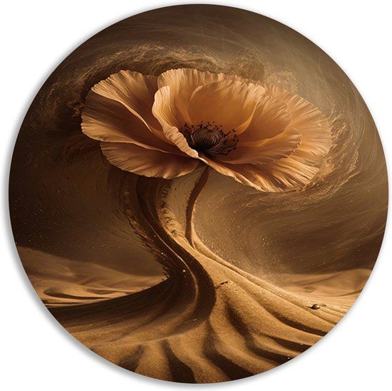 Merkloos / Sans marque Bloem Wandcirkel - Natuur - Schilderij Zand - Forex - 50x50 cm