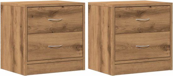 vidaXL Nachtkastjes 2 stuks 40x30x40 cm bewerkt hout artisanaal eiken