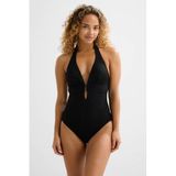 BEACHWAVE corrigerend badpak met lurex en textuur zwart
