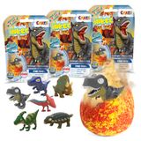 INKEE Surprise DINO | 3er Pack Badebomben Kinder mit Überraschung, 3x Ei-Form Badebomben mit dinosaurier spielzeug & Pfirsich-Eistee Aroma, Badekugeln mit Badewannenspielzeug