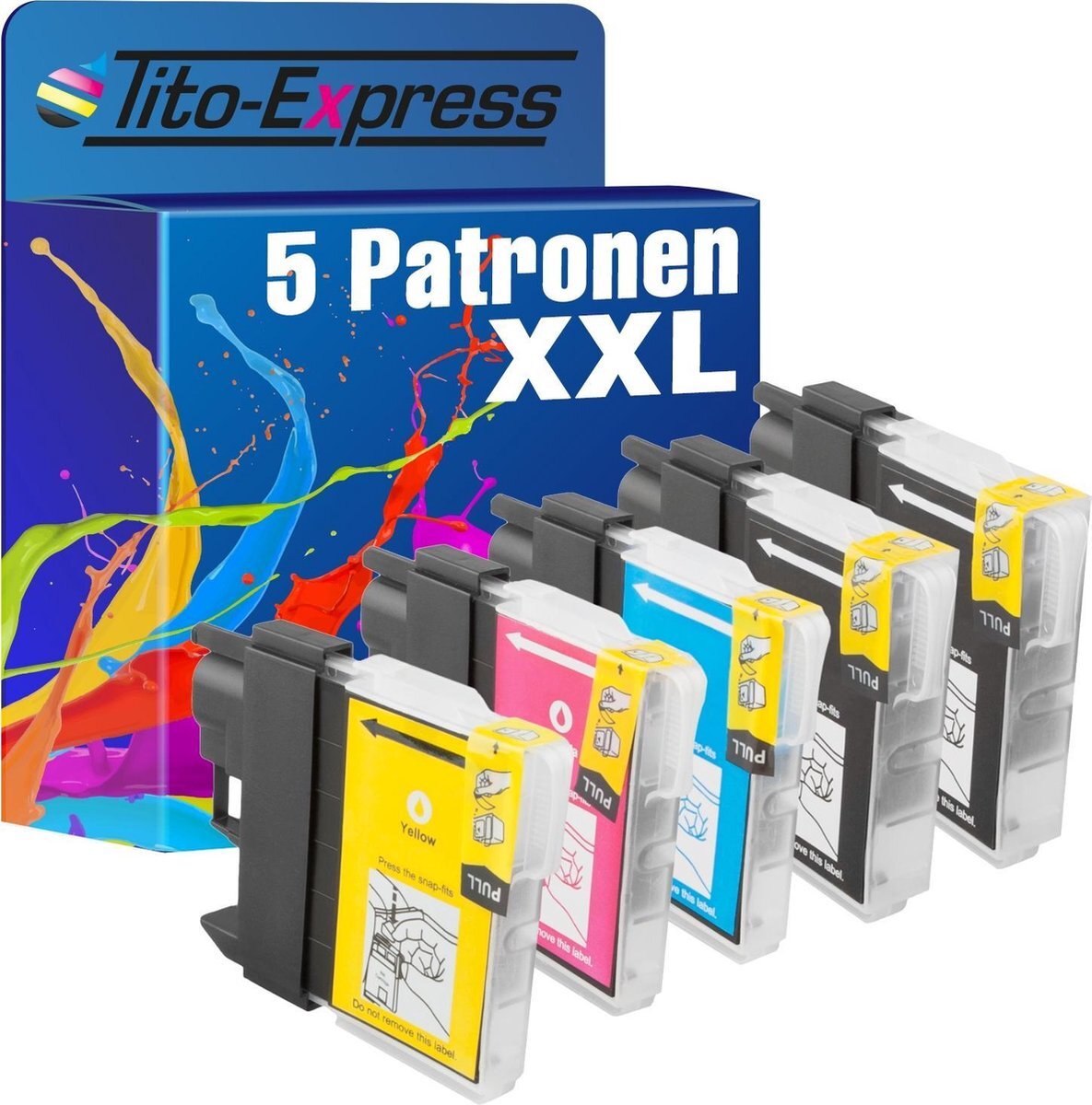 Tito Express PlatinumSerie 5x inkt cartridge alternatief voor Brother LC980 LC1100