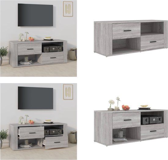 vidaXL Tv-meubel 100x35x40 cm bewerkt hout grijs sonoma eikenkleurig
